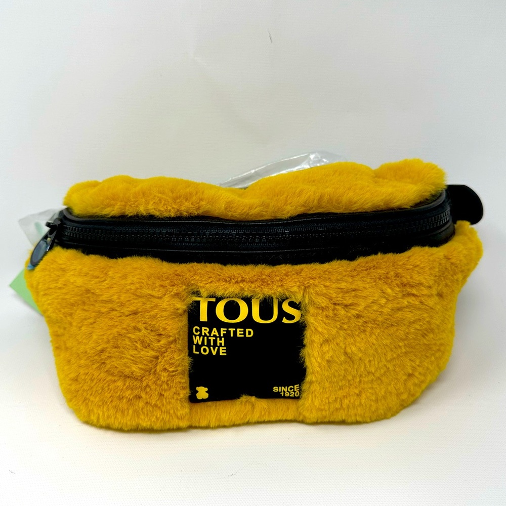 Tous Amaya Fur Waist/Shoulder Bag, Unisex Size 10.6" x 5.7" - Mustard